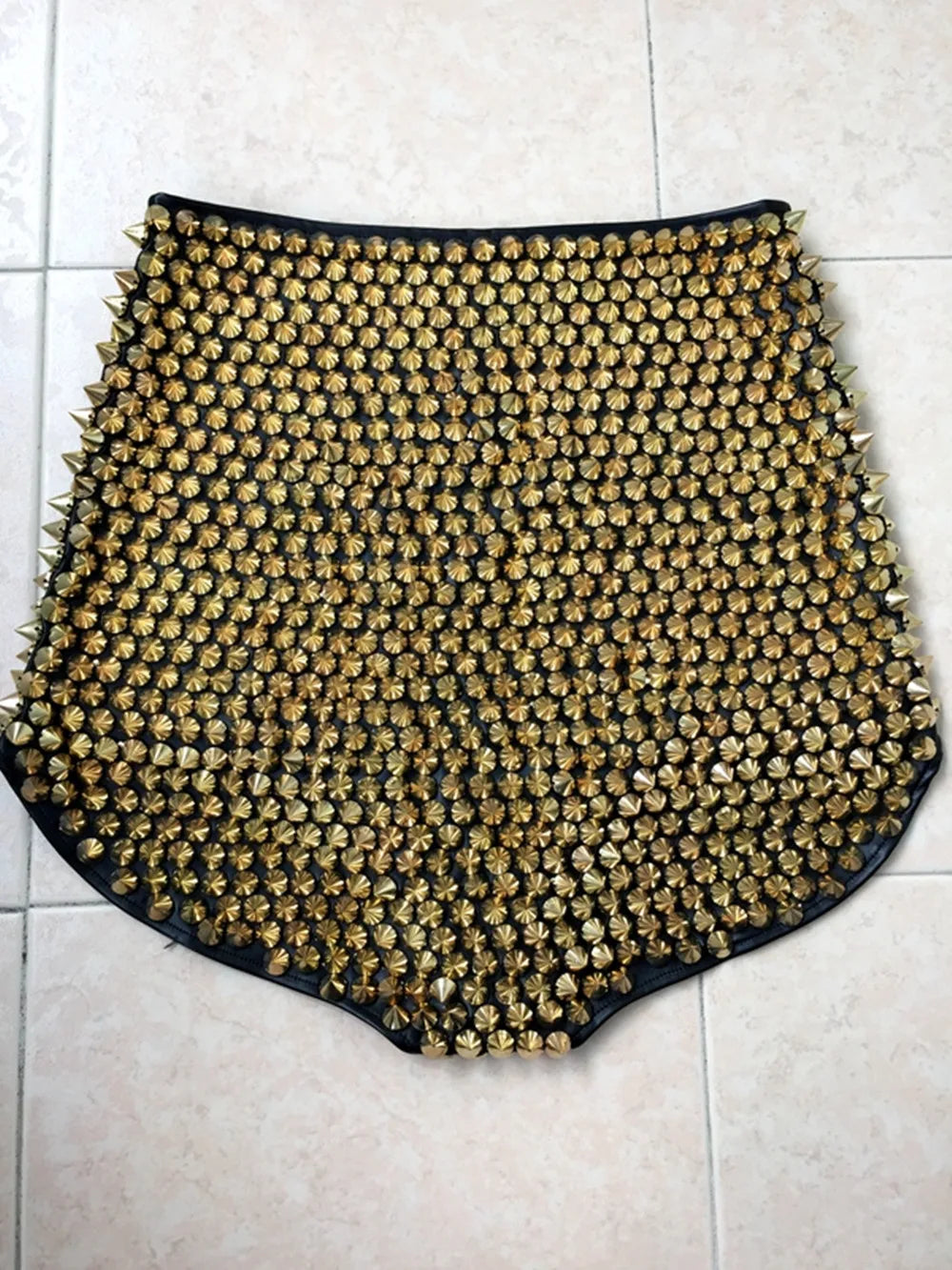 Women's High Waist Faux Leather Stage Performance Shorts – Sexy Sequin Nightclub Dance Costume