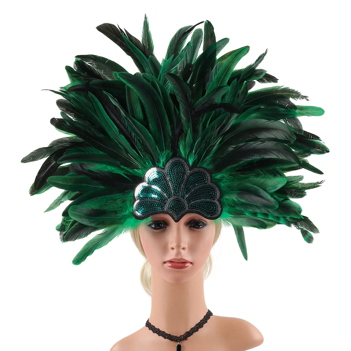 Mardi Gras Feather Crown Headband for Women | Glitter Sequin Carnival Hair Accessory