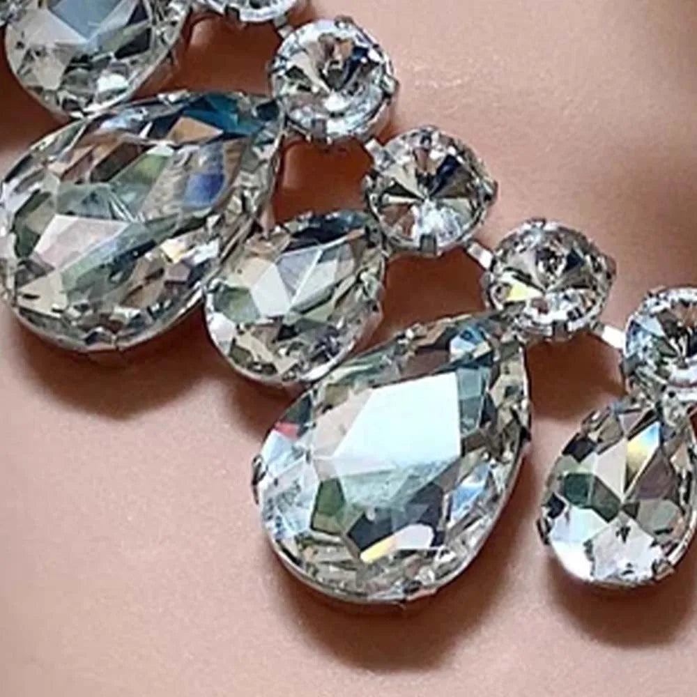 Crystal Teardrop Necklace and Earrings Set for Women | Wedding Jewelry