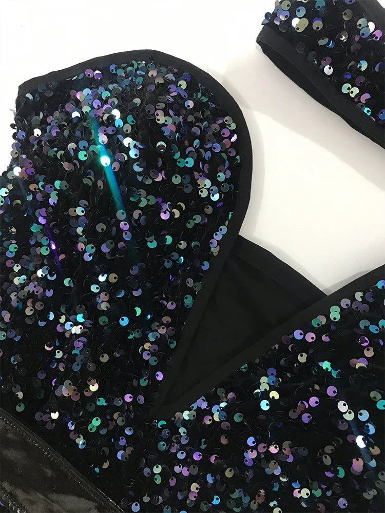 Women's Sequin Dance Bodysuit Costume for Dai & Chinese Folk Dance