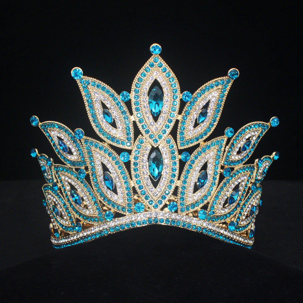 Crystal Bridal Tiara Crown – Vintage Queen Rhinestone Wedding Diadem in Gold or Silver