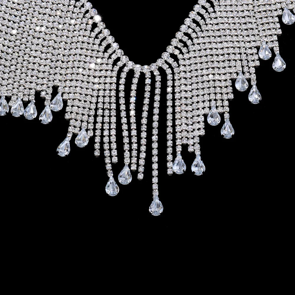 Rhinestone Tassel Bikini Chest Chain - Sexy Bohemian Beach Body Jewelry in Gold & Silver
