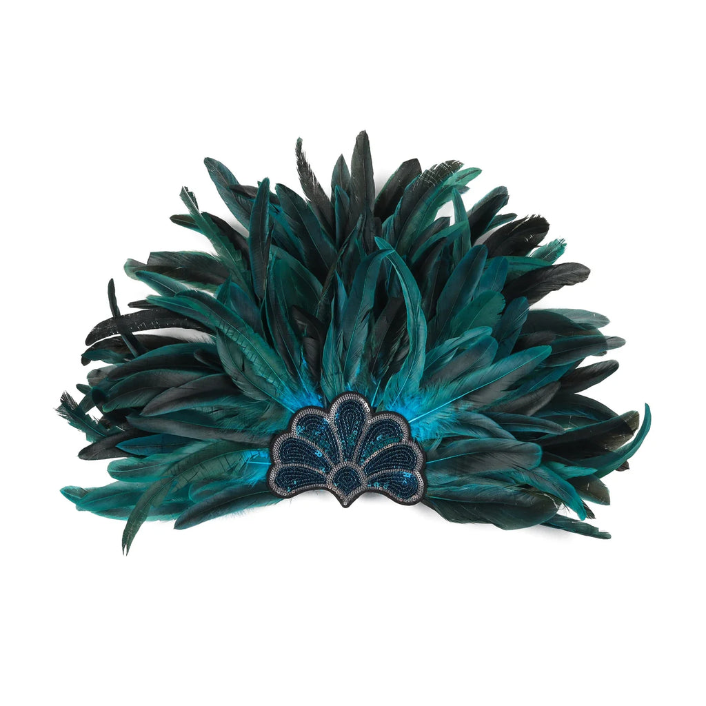 Mardi Gras Feather Crown Headband for Women | Glitter Sequin Carnival Hair Accessory