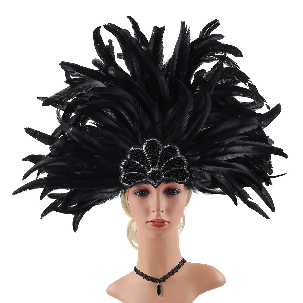 Mardi Gras Feather Crown Headband for Women | Glitter Sequin Carnival Hair Accessory