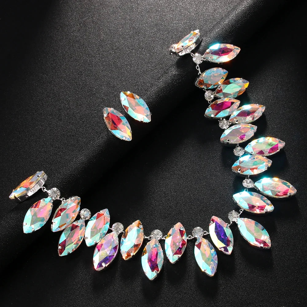 Rhinestone Bridesmaid Necklace & Earring Set for Women