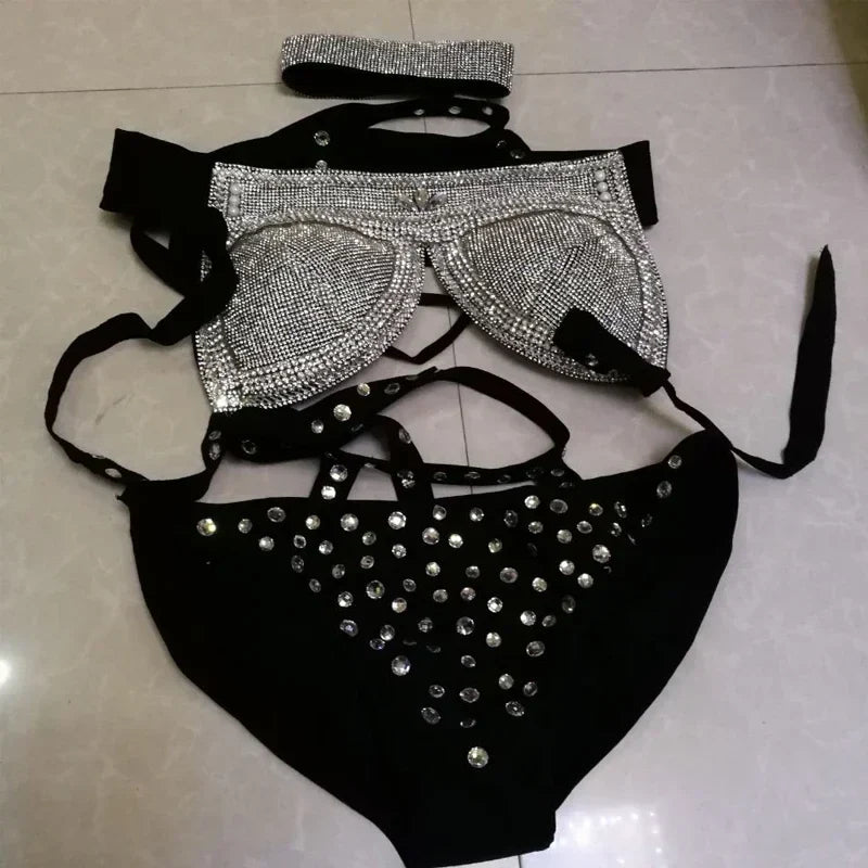 Rhinestone Crystal Bikini Stage Costume for Women | DJ & Dancewear
