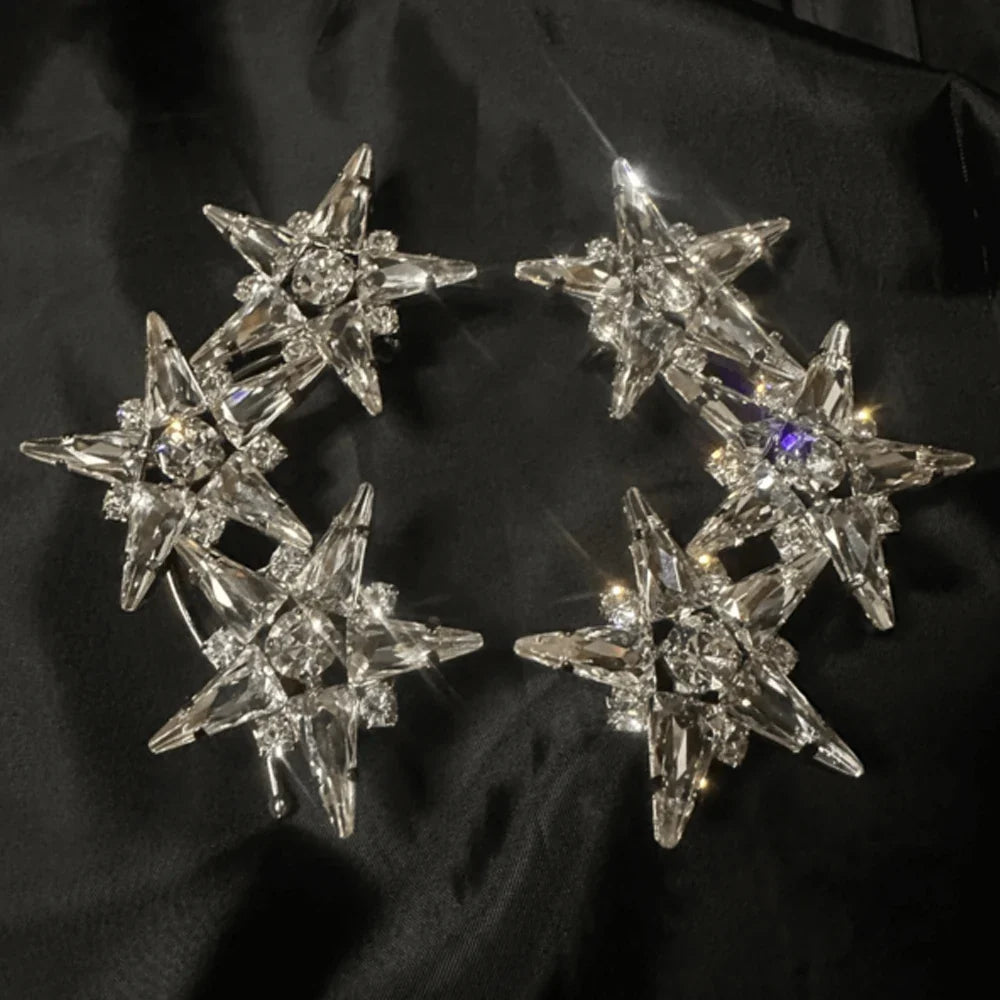 Five-Point Star Rhinestone Clip-On Earrings | No Piercing