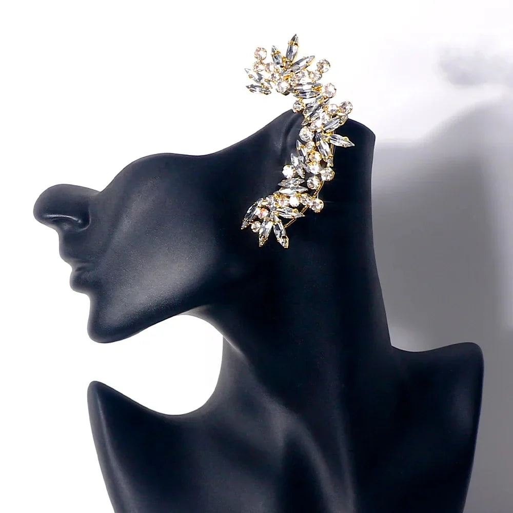 Geometric Tassel Ear Cuffs - No Piercing Clip-On Crystal Earrings for Women, Bridal & Party Jewelry