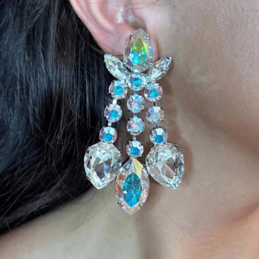 60mm Rhinestone Tassel Drop Earrings