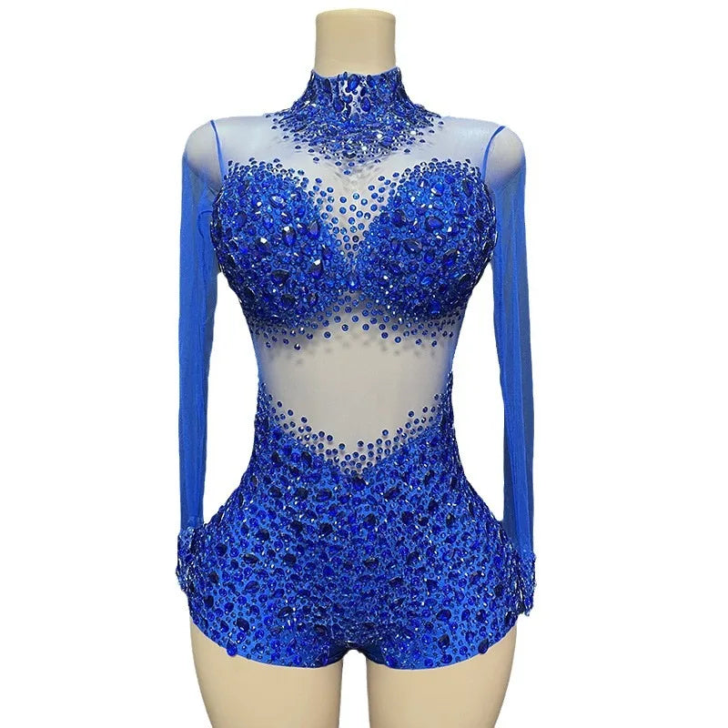 Sexy Mesh Lace Bodysuit Playsuit – Sheer Stage Costume for Nightclub, Dance & Performance | Stardust Starlets