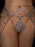 Rhinestone Waist Chain & Crystal Thong Set | Gold or Silver Body Jewelry