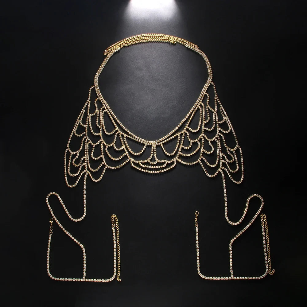Rhinestone Waist Chain & Crystal Thong Set | Gold or Silver Body Jewelry