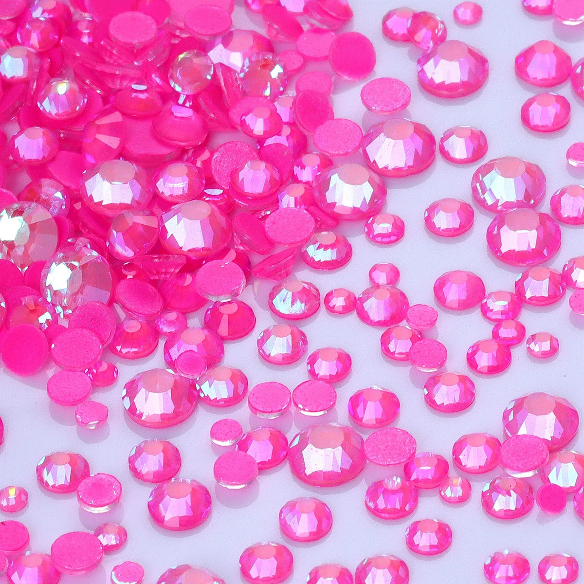 Mixed Size Glass Flatback Rhinestones, 1,440 Pieces | Shimmer Colors SS6–SS20