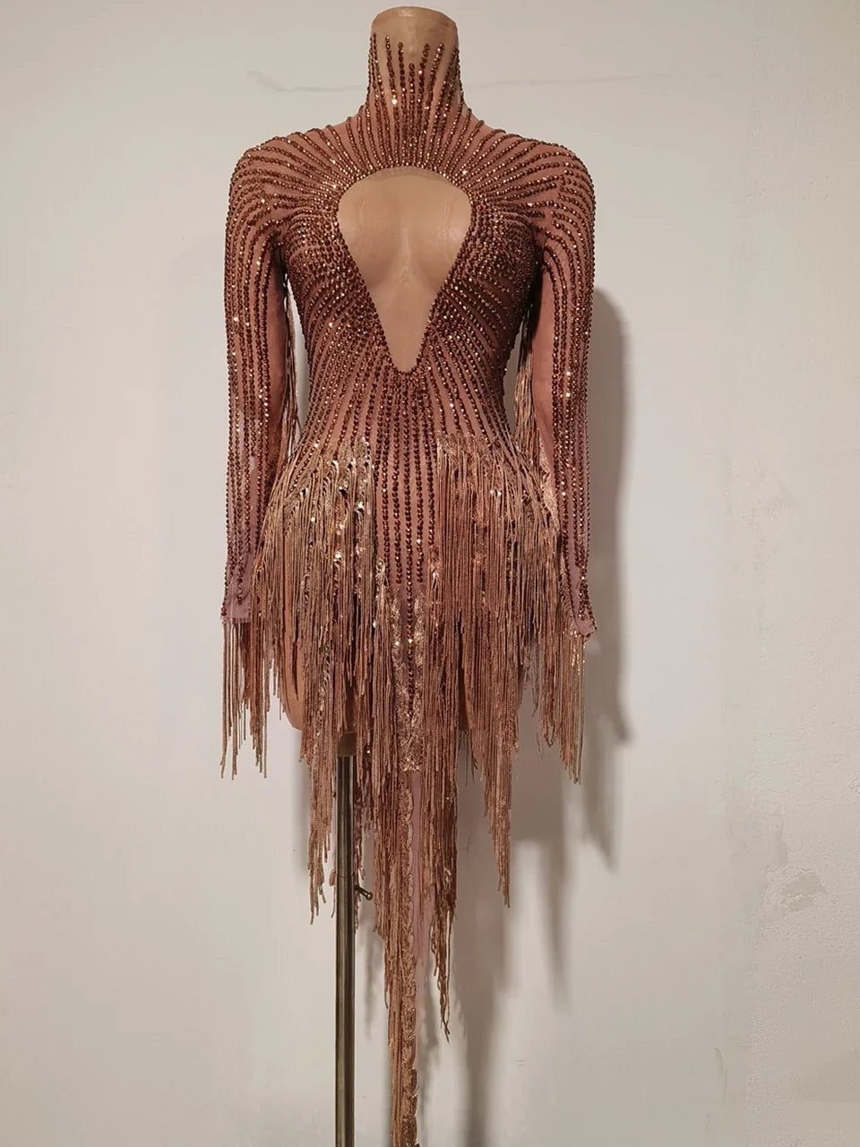 Sparkly Rhinestone Sequin Tassel Dress – Women's Sexy Birthday, Stage & Dance Performance Costume