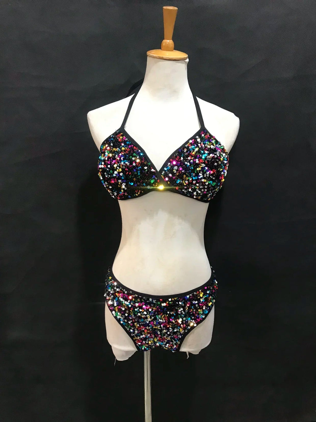 Sequin Bikini Pole Dance Costume for Women | Sparkly Rave & Nightclub Dancewear Set