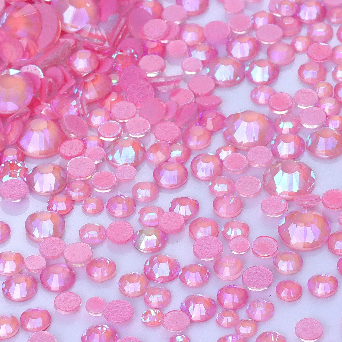 Mixed Size Glass Flatback Rhinestones, 1,440 Pieces | Shimmer Colors SS6–SS20