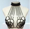 Showgirl Pearl Body Chain - Handmade Rhinestone Waist Chain Bra Harness for Rave & Burlesque Costumes