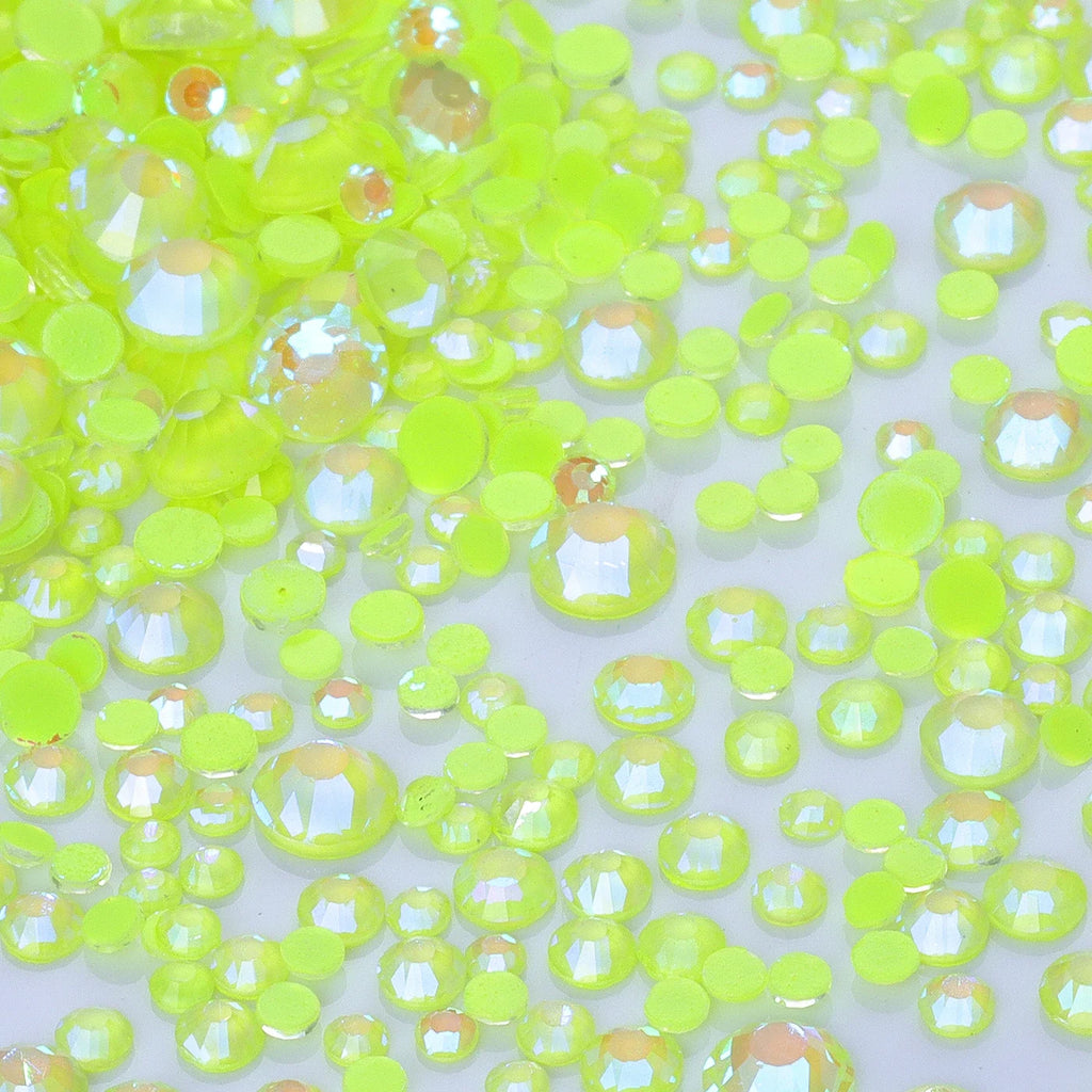 Mixed Size Glass Flatback Rhinestones, 1,440 Pieces | Shimmer Colors SS6–SS20