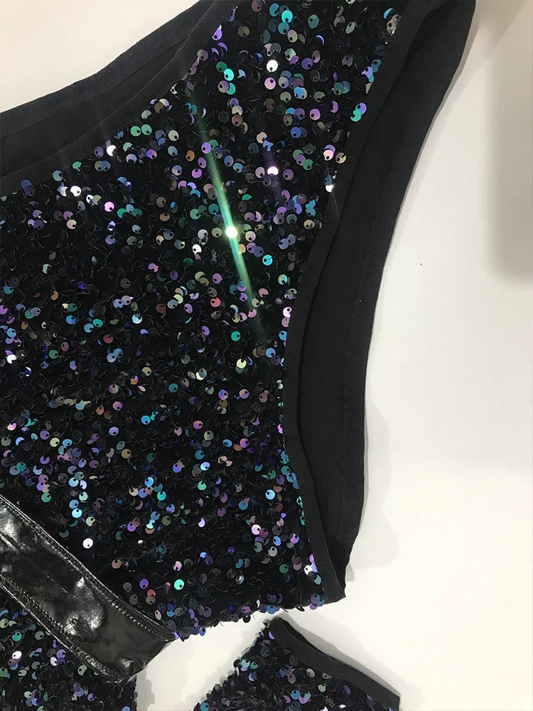 Women's Sequin Dance Bodysuit Costume for Dai & Chinese Folk Dance