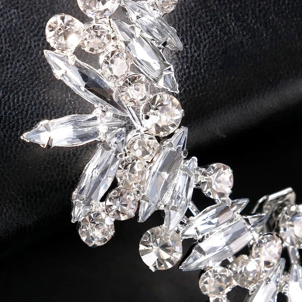 Geometric Tassel Ear Cuffs - No Piercing Clip-On Crystal Earrings for Women, Bridal & Party Jewelry