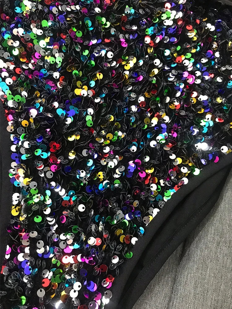 Women's Sequin Dance Bodysuit Costume for Dai & Chinese Folk Dance
