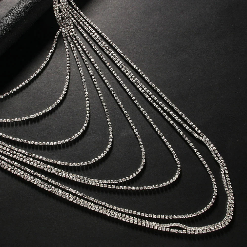 Showgirl Rhinestone Shoulder Chain & Tassel Body Jewelry