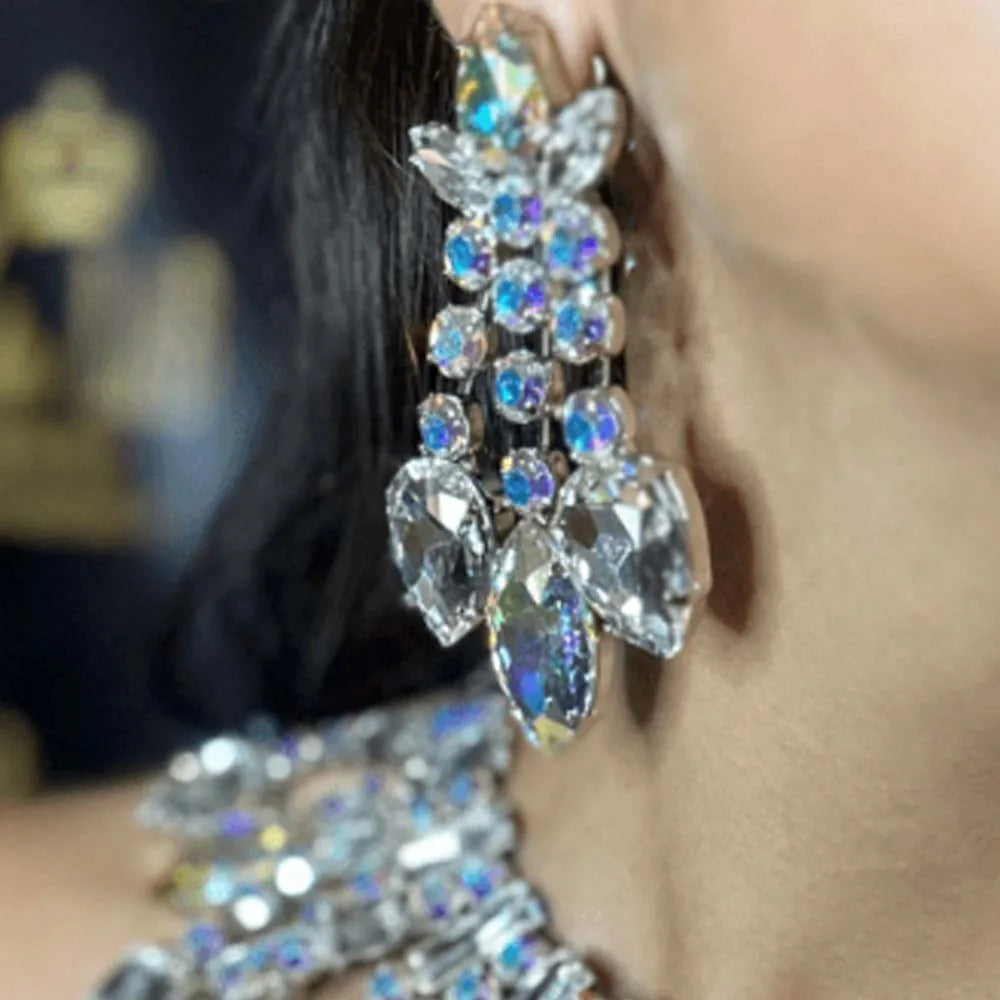 60mm Rhinestone Tassel Drop Earrings