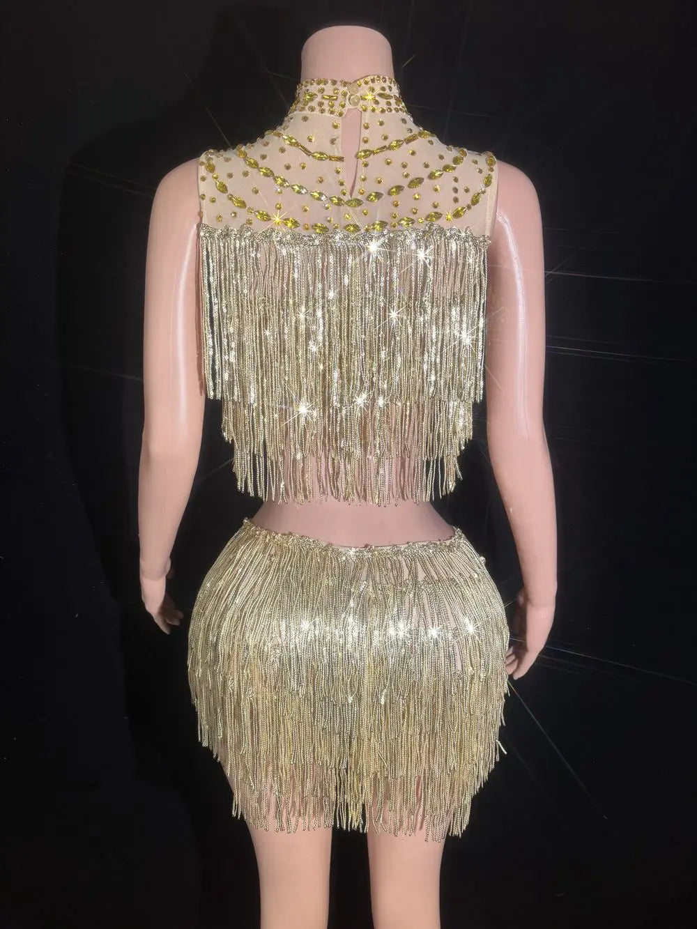 Showgirl-Inspired Two-Piece Crop Top & Shorts Dance Costume