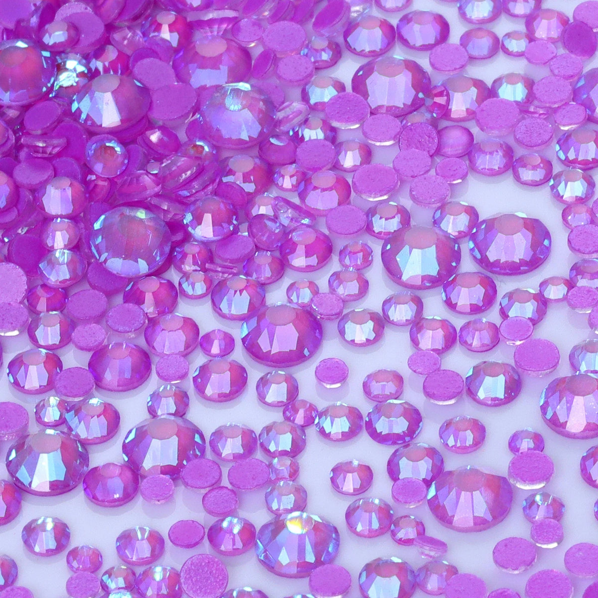 Mixed Size Glass Flatback Rhinestones, 1,440 Pieces | Shimmer Colors SS6–SS20