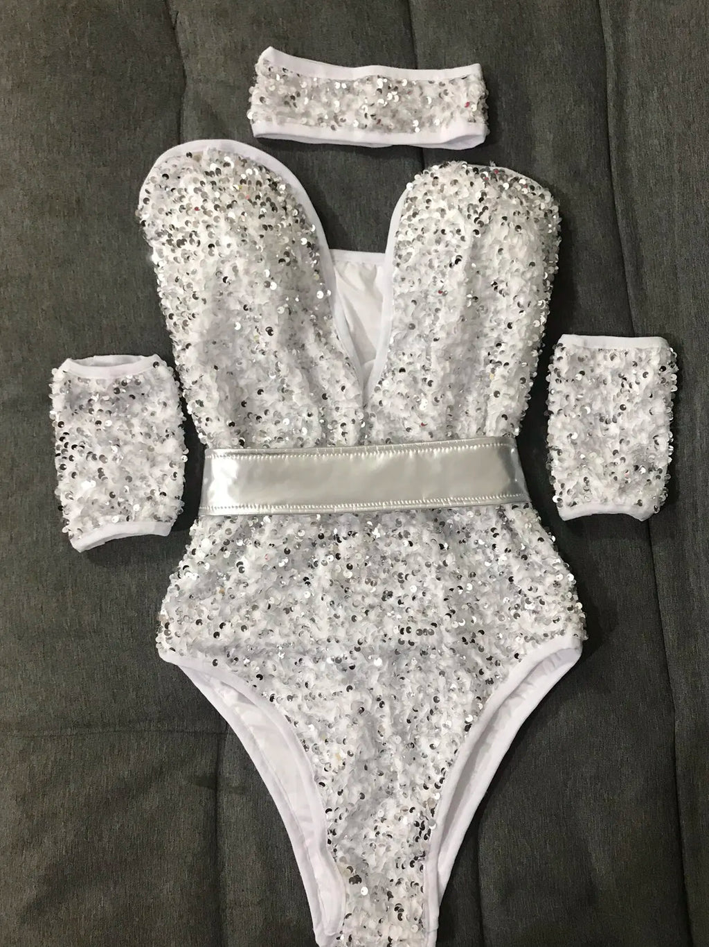 Women's Sequin Dance Bodysuit Costume for Dai & Chinese Folk Dance