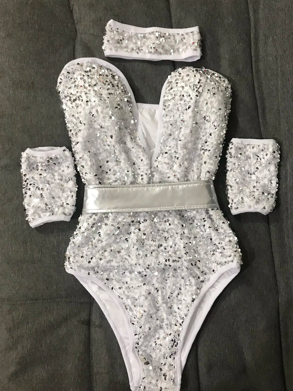 Women's Sequin Dance Bodysuit Costume for Dai & Chinese Folk Dance