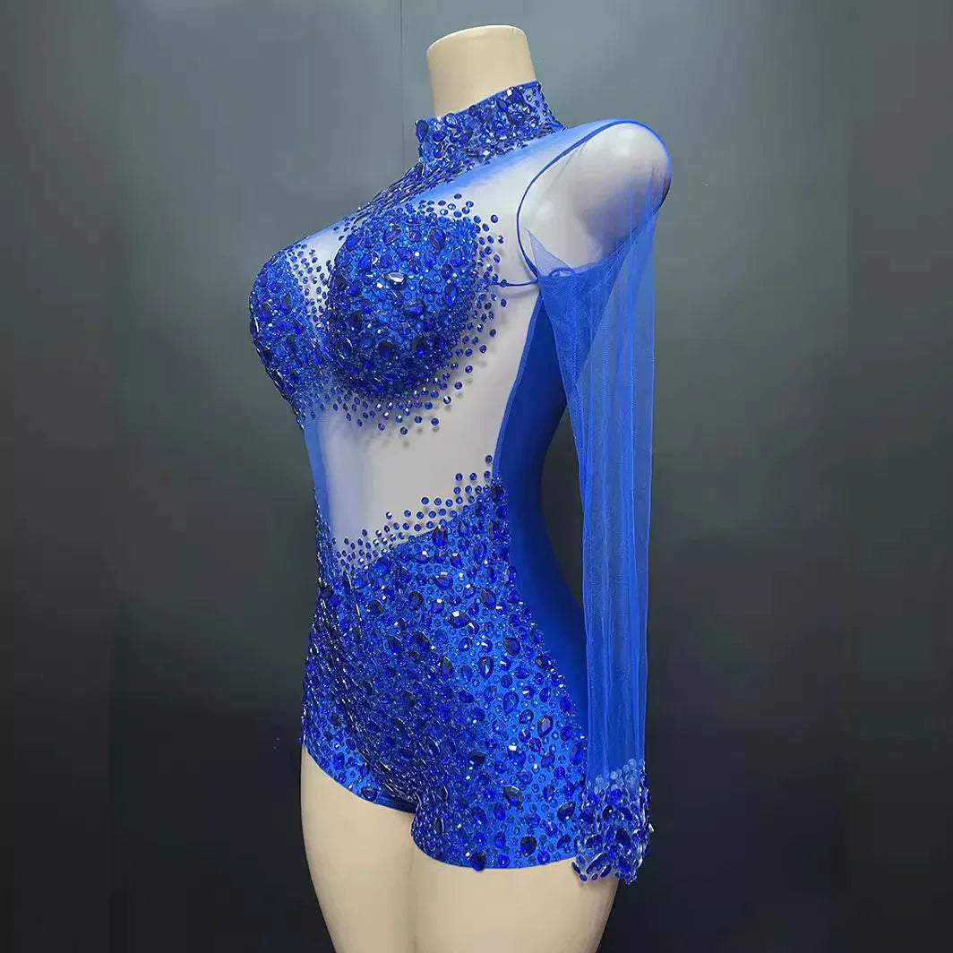 Sexy Mesh Lace Bodysuit Playsuit – Sheer Stage Costume for Nightclub, Dance & Performance | Stardust Starlets