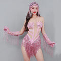Sexy Pink Fringe Bodysuit – Women's GoGo Dance, Nightclub & Rave Performance Outfit