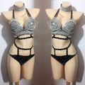 Rhinestone Crystal Bikini Stage Costume for Women | DJ & Dancewear