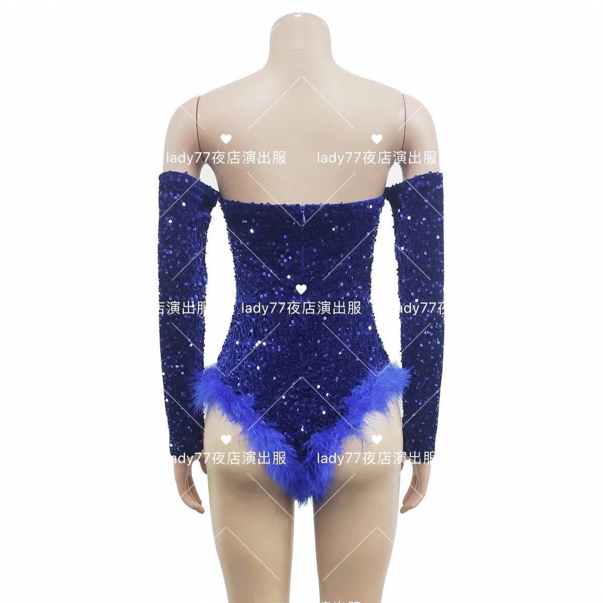 Sequin Feather Bodysuit Dress – High-Slit Gogo Dance & Nightclub Costume