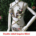 Silver Sequin Pole Dance Bikini Costume for Women | Go-Go Stagewear