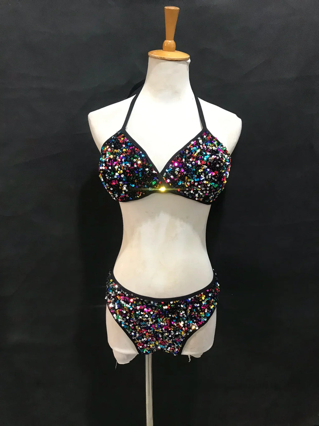 Sequin Bikini Pole Dance Costume for Women | Sparkly Rave & Nightclub Dancewear Set