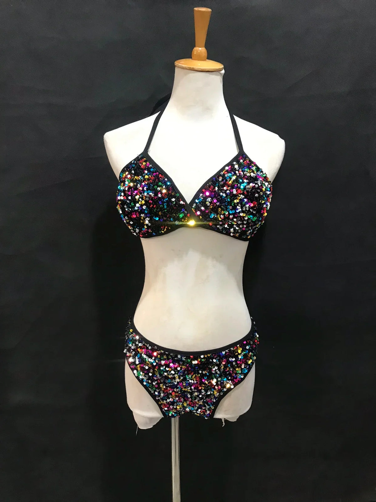 Sequin Bikini Pole Dance Costume for Women | Sparkly Rave & Nightclub Dancewear Set