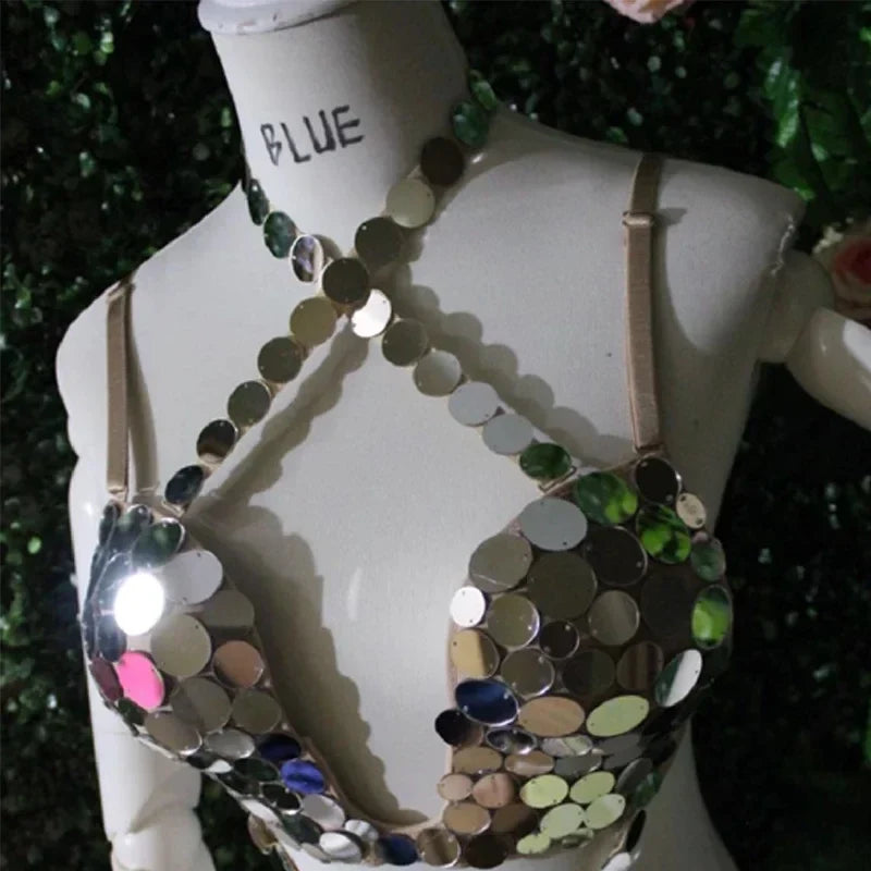 Silver Sequin Pole Dance Bikini Costume for Women | Go-Go Stagewear