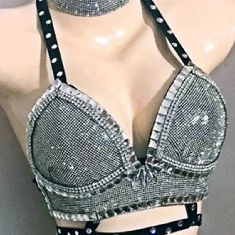 Rhinestone Crystal Bikini Stage Costume for Women | DJ & Dancewear