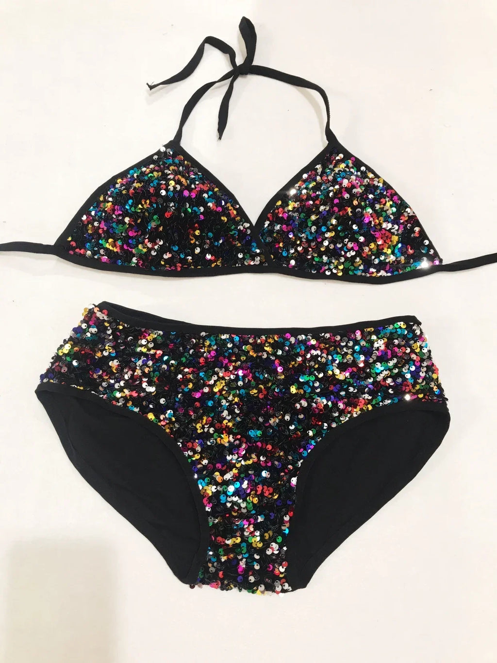 Sequin Bikini Pole Dance Costume for Women | Sparkly Rave & Nightclub Dancewear Set