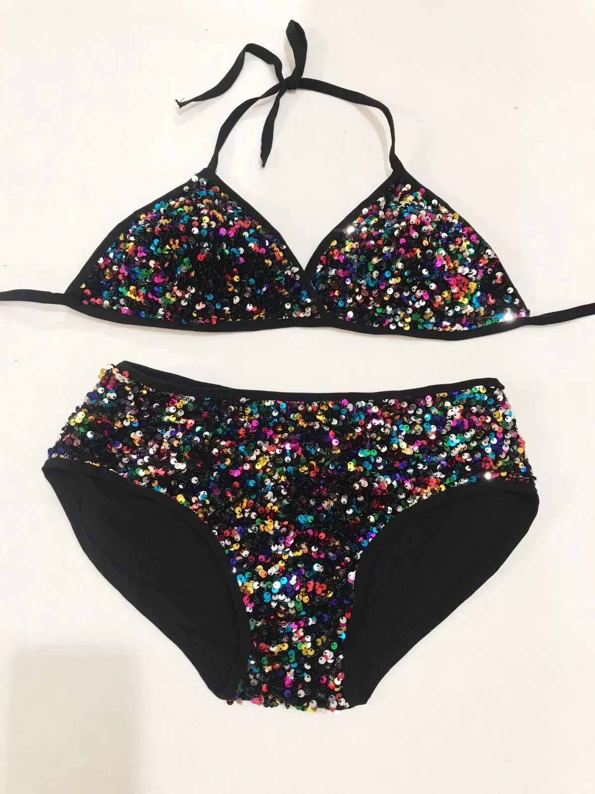 Sequin Bikini Pole Dance Costume for Women | Sparkly Rave & Nightclub Dancewear Set