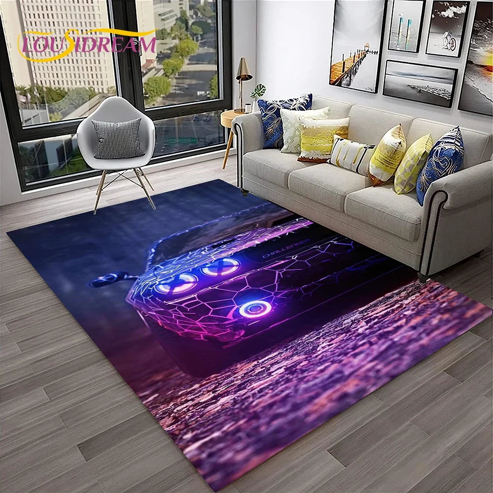 Sports Car Racing Car Carpet Rug for Home Living Room Bedroom Playroom Sofa Doormat Decor,Kids Game Area Rug Non-slip Floor Mat