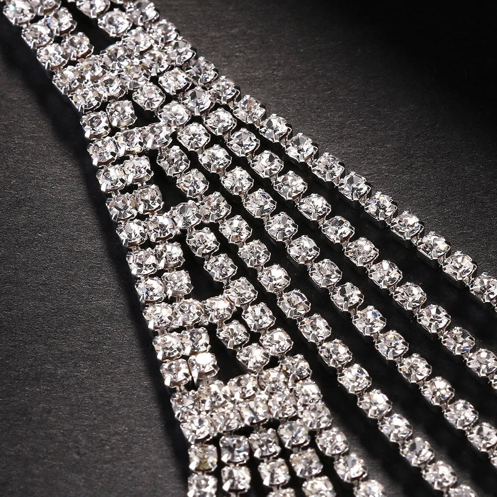 Showgirl Rhinestone Shoulder Chain & Tassel Body Jewelry