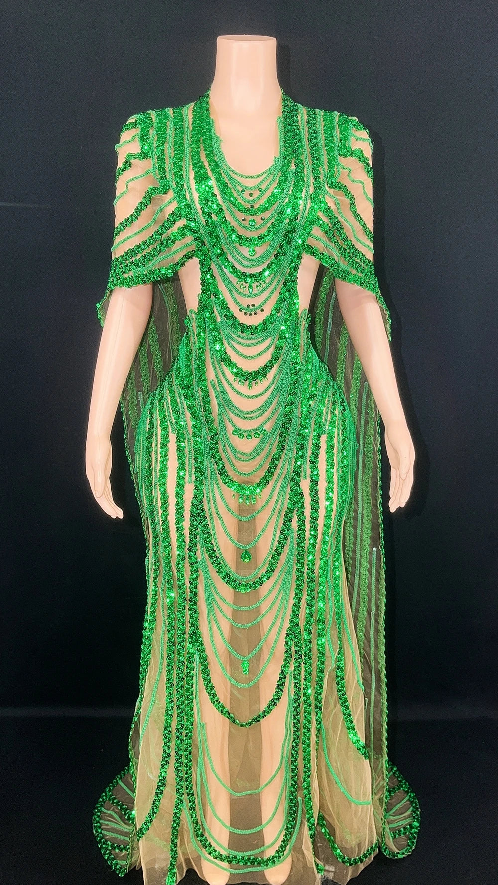 Women's Latin Dance Gown with Rhinestone Appliqué, Long Prom & Stage Dress