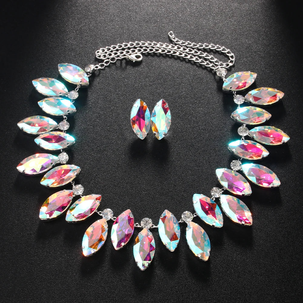 Rhinestone Bridesmaid Necklace & Earring Set for Women