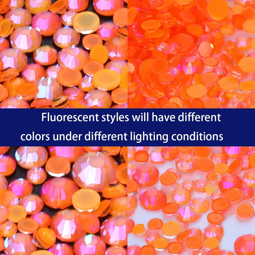 Mixed Size Glass Flatback Rhinestones, 1,440 Pieces | Shimmer Colors SS6–SS20