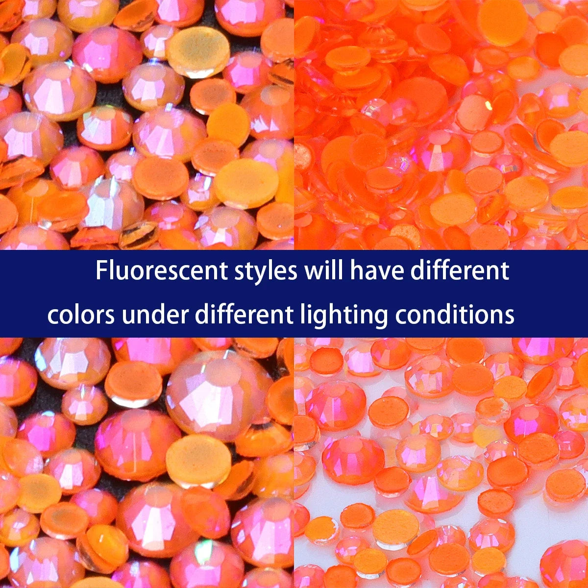 Mixed Size Glass Flatback Rhinestones, 1,440 Pieces | Shimmer Colors SS6–SS20
