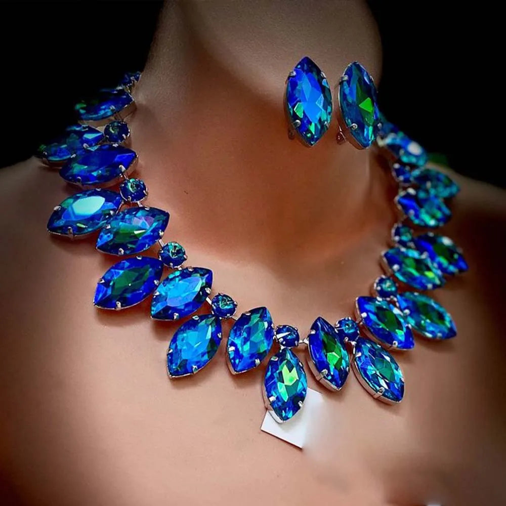 Rhinestone Bridesmaid Necklace & Earring Set for Women