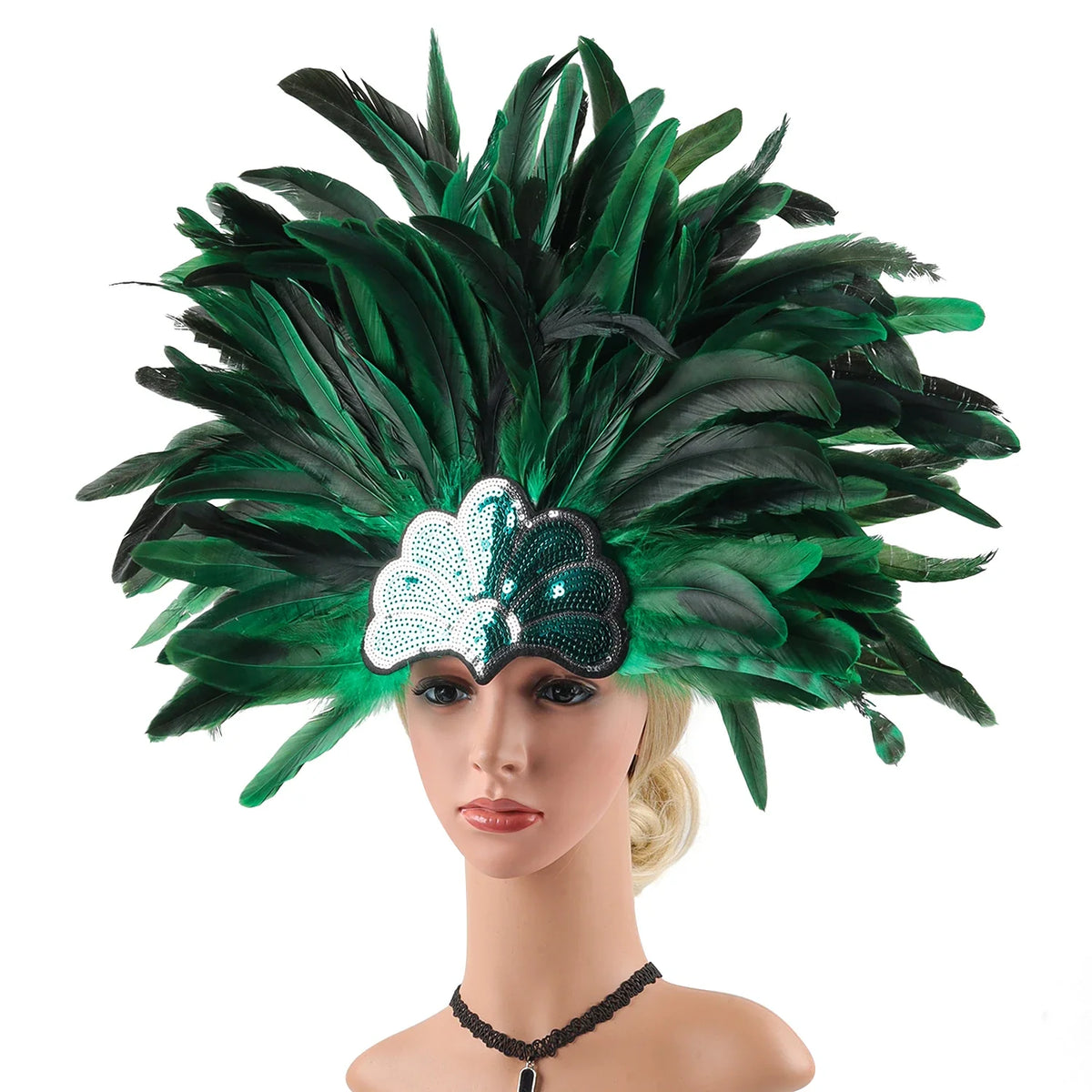 Mardi Gras Feather Crown Headband for Women | Glitter Sequin Carnival Hair Accessory